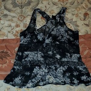Full Tilt Med Mesh Tank W/Lace Black Top